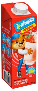 Изображение товара Коктейль молочный «Топтыжка» клубничное мороженое стерилизованный, 950 г