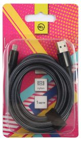 Изображение товара Кабель Red Line USB-MicroUSB 2А нейлоновая оплетка серый, 1 м