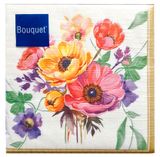 Изображение товара Салфетки одноразовые Bouquet бумажные трехслойные акварельные анемоны 33х33 см, 20 шт