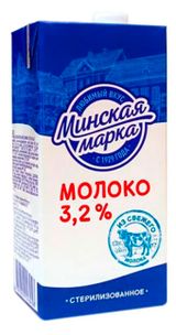 Изображение товара Молоко питьевое «Минская марка» стерилизованное 3,2% БЗМЖ, 1 л