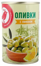 Изображение товара Оливки АШАН Красная птица с лимоном Испания, 300 г