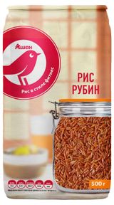Изображение товара Рис красный АШАН Красная птица Рубин Таиланд, 500 г