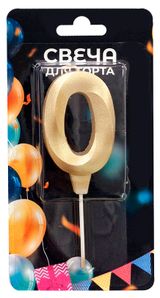Изображение товара Свеча для торта в золотом окрасе Цифра 0