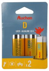 Изображение товара Батарейка алкалиновая АШАН Красная птица LR20, 2 шт