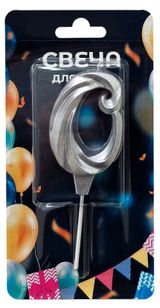 Изображение товара Свеча для торта Театр серебро №0, 5х7 см