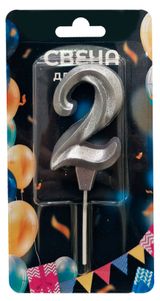 Изображение товара Свеча для торта Театр серебро №2, 5х7 см