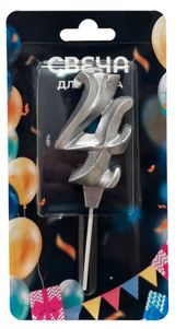 Изображение товара Свеча для торта Театр серебро №4, 5х7 см