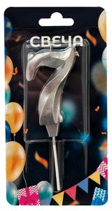 Изображение товара Свеча для торта Театр серебро №7, 5х7 см