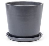 Изображение товара Горшок керамический низкий конус с поддоном графит, d 12 см