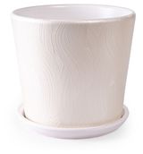 Изображение товара Горшок керамический Шелк низкий конус с поддоном молочный, d 15 см