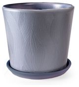 Изображение товара Горшок керамический Шелк низкий конус с поддоном графит, d 18 см