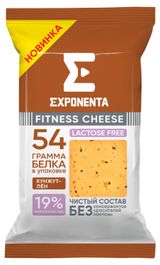 Изображение товара Сыр фитнес полутвердый Exponenta Fitness Cheese высокобелковый безлактозный кунжут-лен брикет 19% Беларусь, 180 г