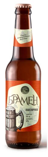 Изображение товара Пиво «Брамен» Пшеничное светлое нефильтрованное, 450 мл