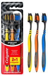 Изображение товара Зубная щетка средней жесткости Colgate Зиг Заг Древесный уголь, 2+1 шт