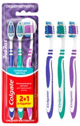 Изображение товара Зубная щетка Colgate Зиг заг многофункциональная, средней жесткости промоупаковка 2+1 Вьетнам