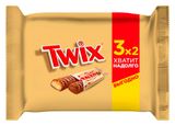 Изображение товара Батончик шоколадный TWIX с карамелью и печеньем, 3 шт x 55 г