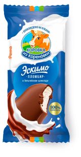 Изображение товара Мороженое сливочное «Коровка из Кореновки» Пломбир ванильный в молочном бельгийском шоколаде эскимо, 70 г