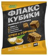 Изображение товара Сухарики льняные «Компас Здоровья» Флакс-кубики с хреном и горчицей без глютена, 40 г