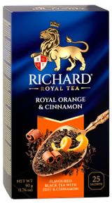 Изображение товара Чай черный Richard Royal Orange Cinnamon с корицей и апельсином, 25x2 г