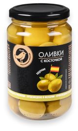 Изображение товара Оливки АШАН Золотая птица крупные Гордаль с косточками Испания, 370 мл