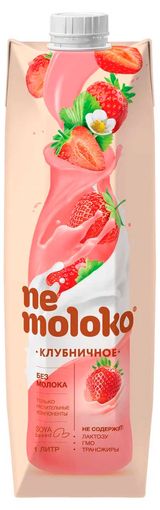 Изображение товара Напиток растительный Nemoloko клубничный без лактозы 1%, 1 л