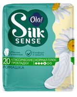 Изображение товара Прокладки женские гигиенические Ola! Silk sense normal ромашка 4 капли, 20 шт