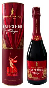 Изображение товара Игристое вино «Валерий Захарьин» Багрянец Победы красное брют в подарочной упаковке Россия, 0,75 л