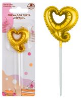 Изображение товара Свеча для торта MultiDom сердце, 10,5 см в ассортименте
