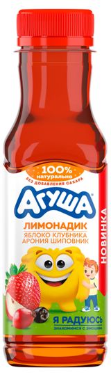 Изображение товара Лимонадик негазированный «Агуша» с соком фруктов и ягод натуральный без сахара с 3 лет, 300 мл