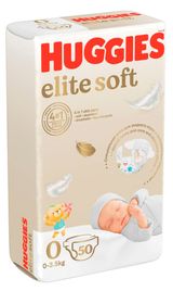Изображение товара Подгузники Huggies Elite Soft для новорожденных до 3,5 кг, 0+, 50 шт