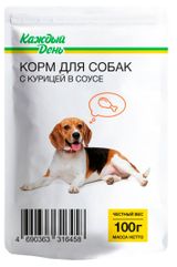 Изображение товара Влажный корм для собак «Каждый день» с курицей в соусе, 100 г