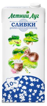 Изображение товара Сливки ультрапастеризованные стерилизованные питьевые «Летний Луг» обезжиренные 10% ГОСТ БЗМЖ, 1 л