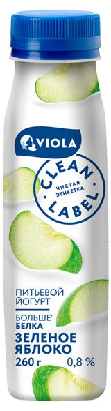 Изображение товара Йогурт питьевой Viola зеленое яблоко 0.8% БЗМЖ, 260 г