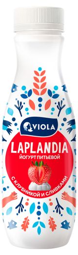 Изображение товара Йогурт питьевой Viola Laplandia клубника со сливками, 260 г