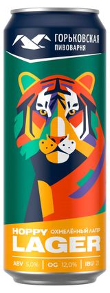 Изображение товара Пиво «Горьковская Пивоварня» Hoppy Lager светлое фильтрованное, 450 мл