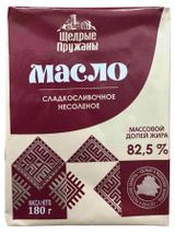 Изображение товара Масло сладкосливочное «Щедрые пружаны» несоленое 82,5% БЗМЖ Беларусь, 180 г