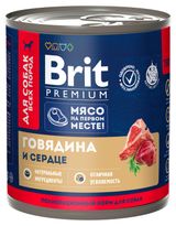 Изображение товара Влажный корм для собак Brit Premium говядина и сердце, 750 г
