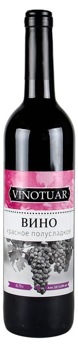 Изображение товара Вино Vinotuar красное полусладкое Россия, 0,75 л
