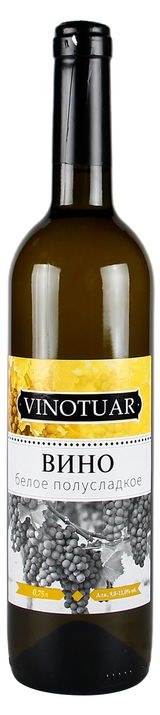Изображение товара Вино Vinotuar белое полусладкое Россия, 0,75 л