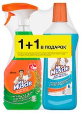 Изображение товара Средство для мытья стекол и поверхностей Mr. Muscle Утренняя Роса, 530 мл + Средство для пола После дождя, 500 мл