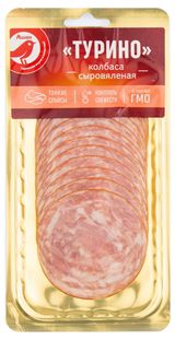 Изображение товара Колбаса сыровяленная АШАН Красная птица Турино в нарезке, 100 г