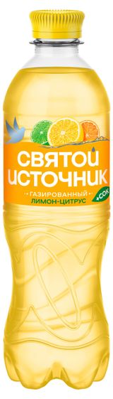 Изображение товара Напиток газированный «Святой Источник» Вода + сок Лимон Цитрус, 0,5 л