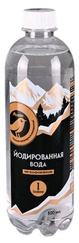 Изображение товара Вода питьевая АШАН Золотая птица Йодированная негазированная, 500 мл