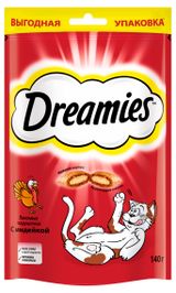 Изображение товара Лакомство для взрослых кошек Dreamies подушечки с индейкой, 140 г