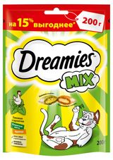 Изображение товара Лакомство для взрослых кошек Dreamies Mix подушечки с курицей и мятой, 200 г