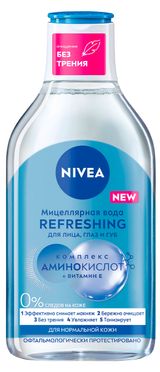 Изображение товара Мицеллярная вода для лица глаз и губ NIVEA REFRESHING для нормальной кожи, 400 мл