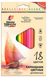 Изображение товара Карандаши цветные «Луч» трехгранные Школа Творчества, 18 цветов