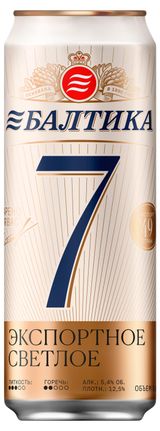 Изображение товара Пиво «Балтика» №7 светлое Премиум фильтрованное 5,4%, 450 мл