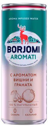 Изображение товара Вода питьевая Borjomi Aromat газированная лечебно-столовая с ароматом вишни и граната, 330 мл