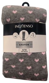 Изображение товара Колготки для девочки InExtenso серые с сердечками